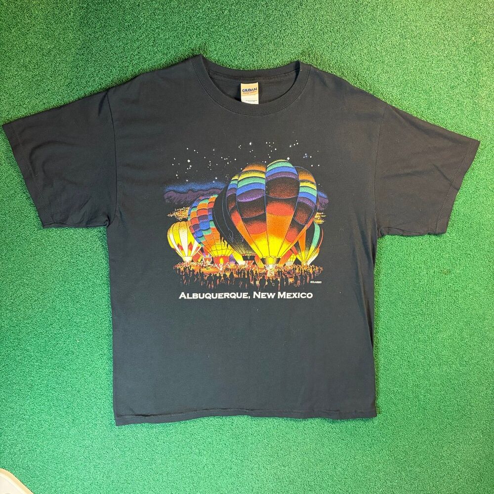 Size Large - Albuquerque New Mexico Hot Air Balloon Black Graphic T Shirt